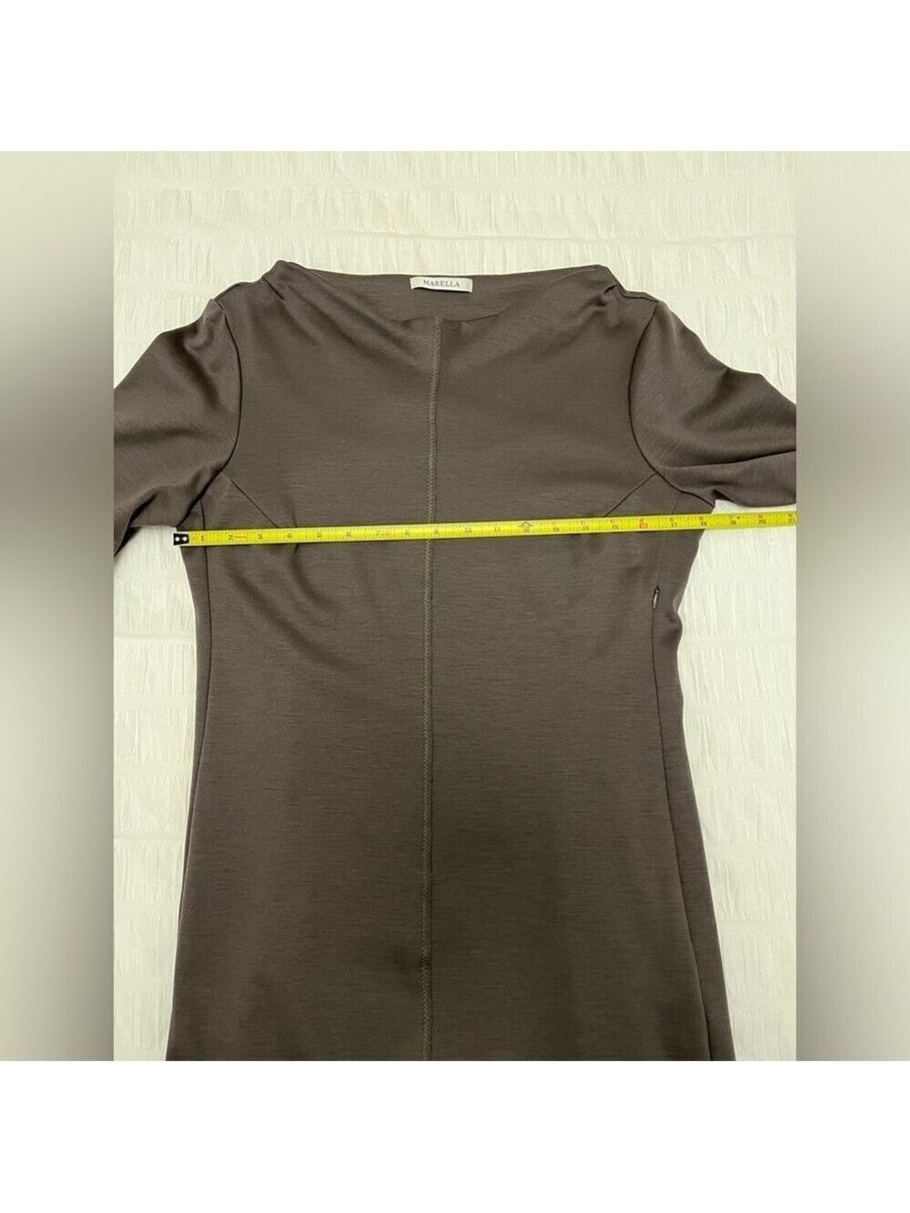 MARELLA Boat Neck Dress Jersey Wool Blend Classic Neutral Elegant Minimalist - Picture 14 of 17